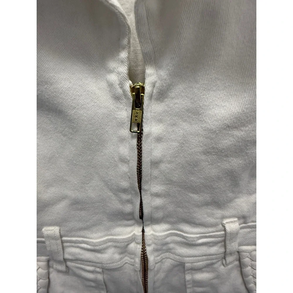 Show Me Your Mumu Outlaw Romper Pearly White Denim Short Sleeve Utility Small